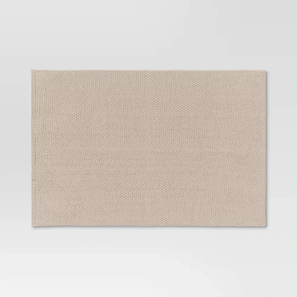Oversized Recycled Knit Throw Blanket Off-White - Threshold: Midweight Machine